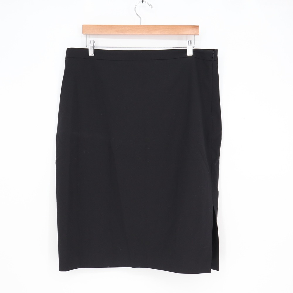 Banana Republic Skirt Womens 16 Wool Pencil Black Side Slit Excellent